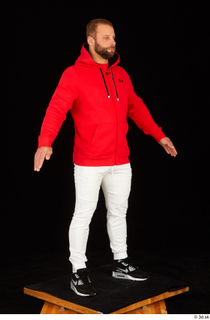  Dave black sneakers dressed red hoodie standing white pants whole body 0016.jpg